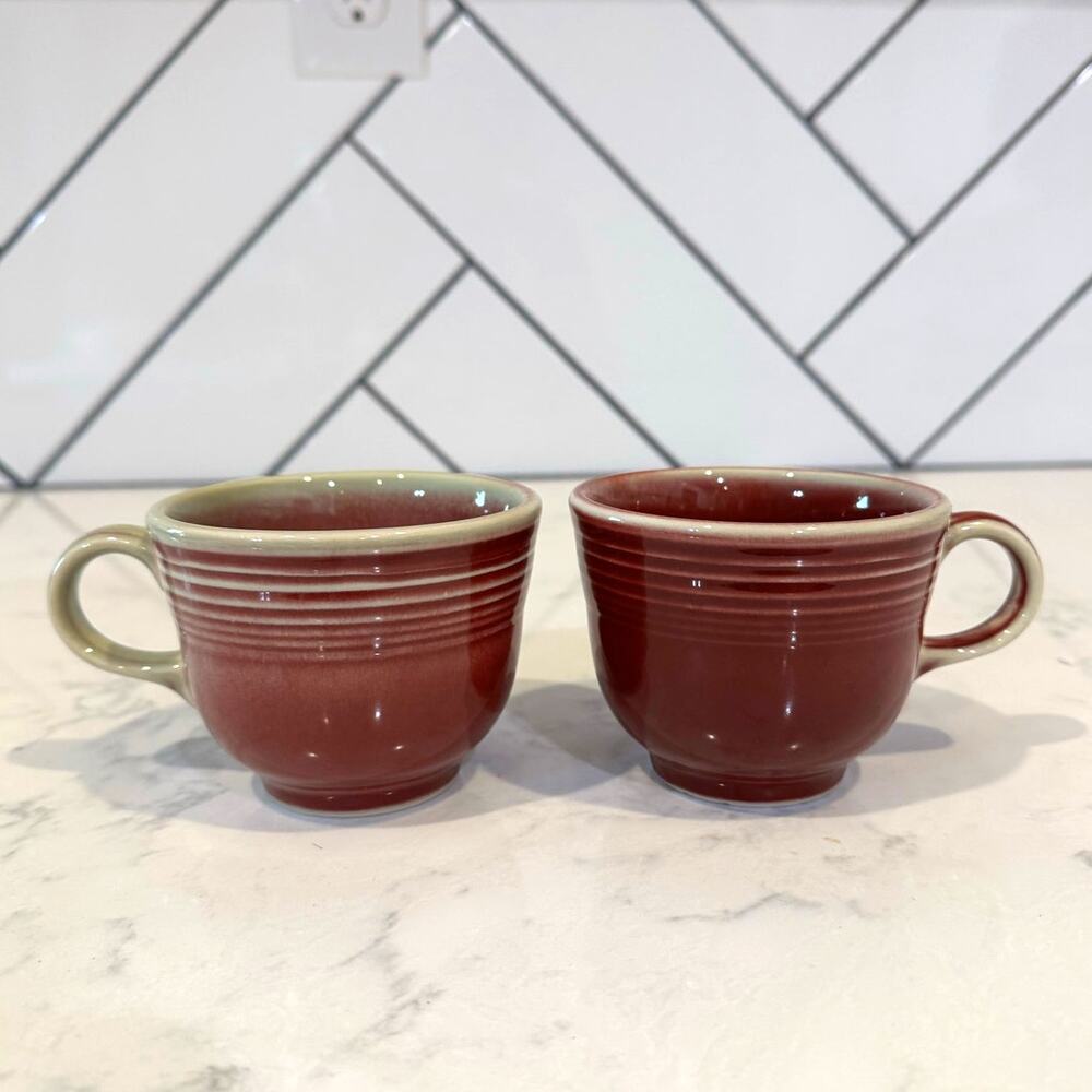 vintage Homer Laughlin Fiestaware tea cups Claret color x2 replacement complete